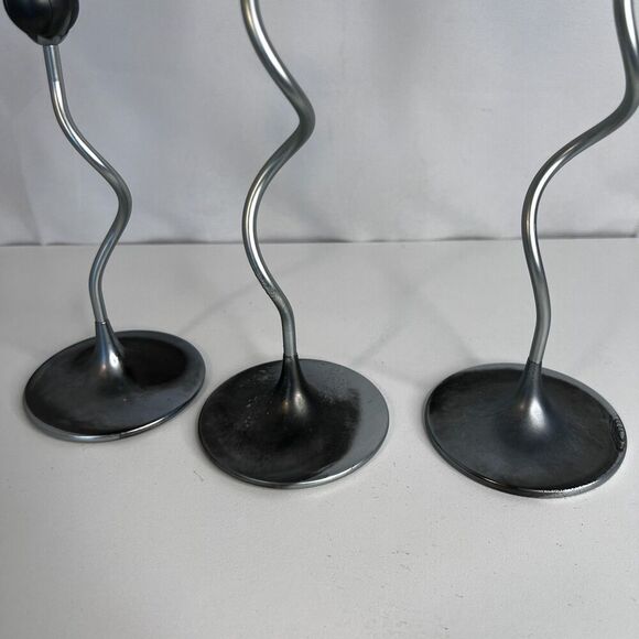 Partylite Trio of Dancing Flowers Slim Candle Holder Sticks Silver Metal-Retired - Picture 9 of 15